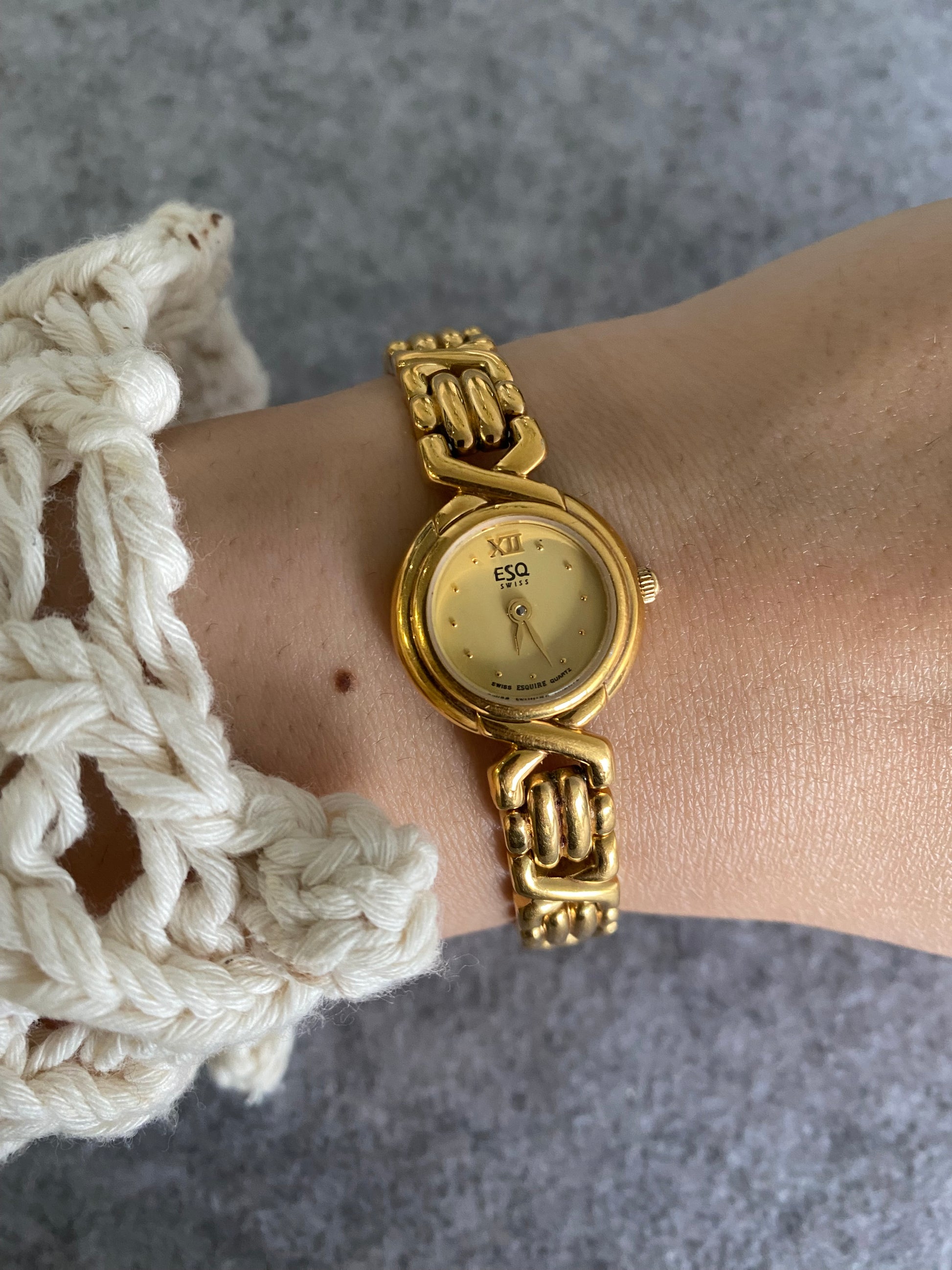 Vintage 1990s ESQ by Movado Ladies’ Dainty Gold-Tone Watch