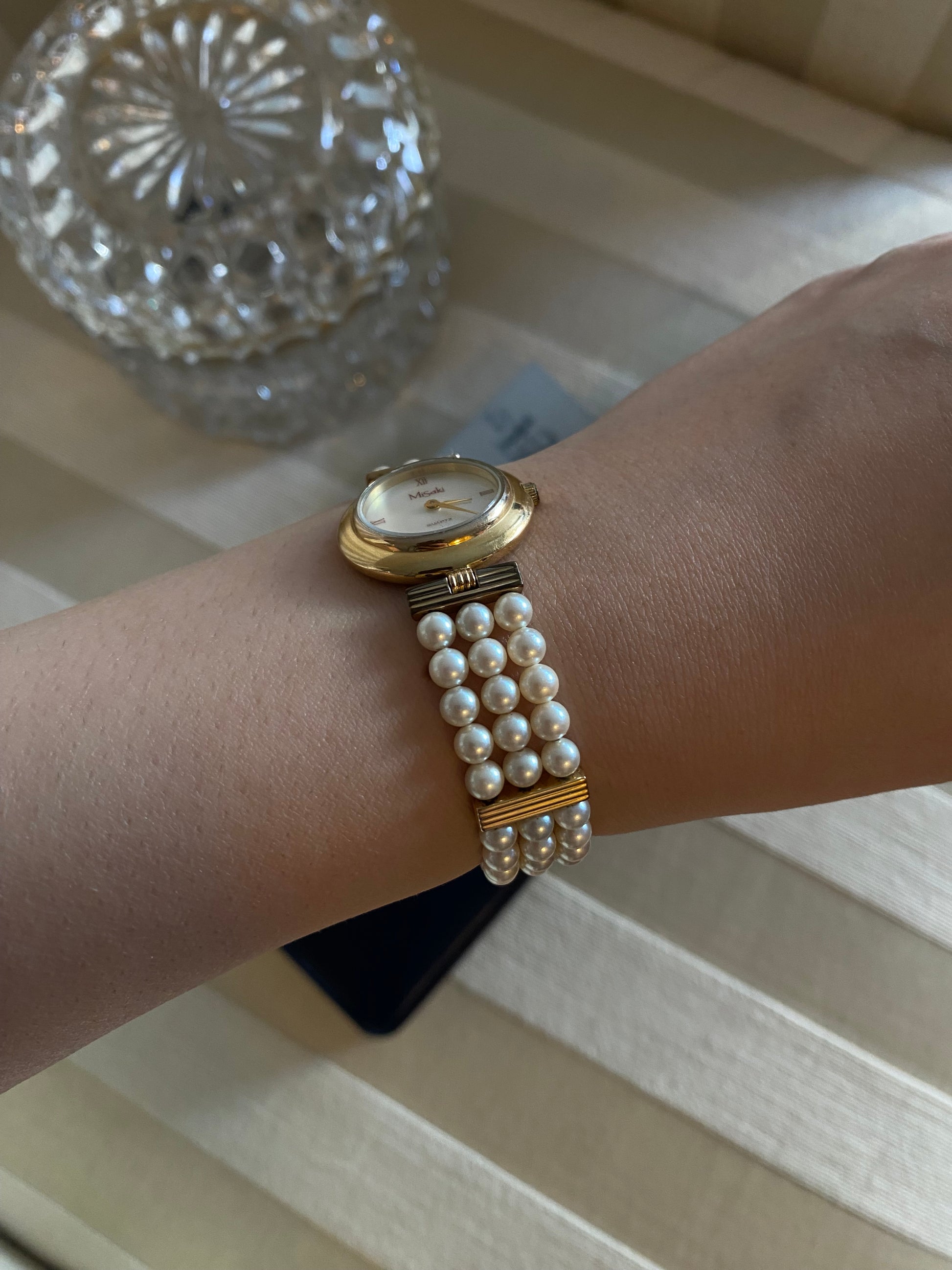 Vintage Gold Misaki Pearls Ladies Watch
