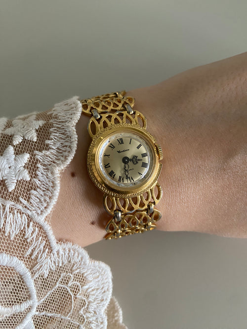 1970s Vintage Filigree Art Deco Vendôme Mechanical Watch