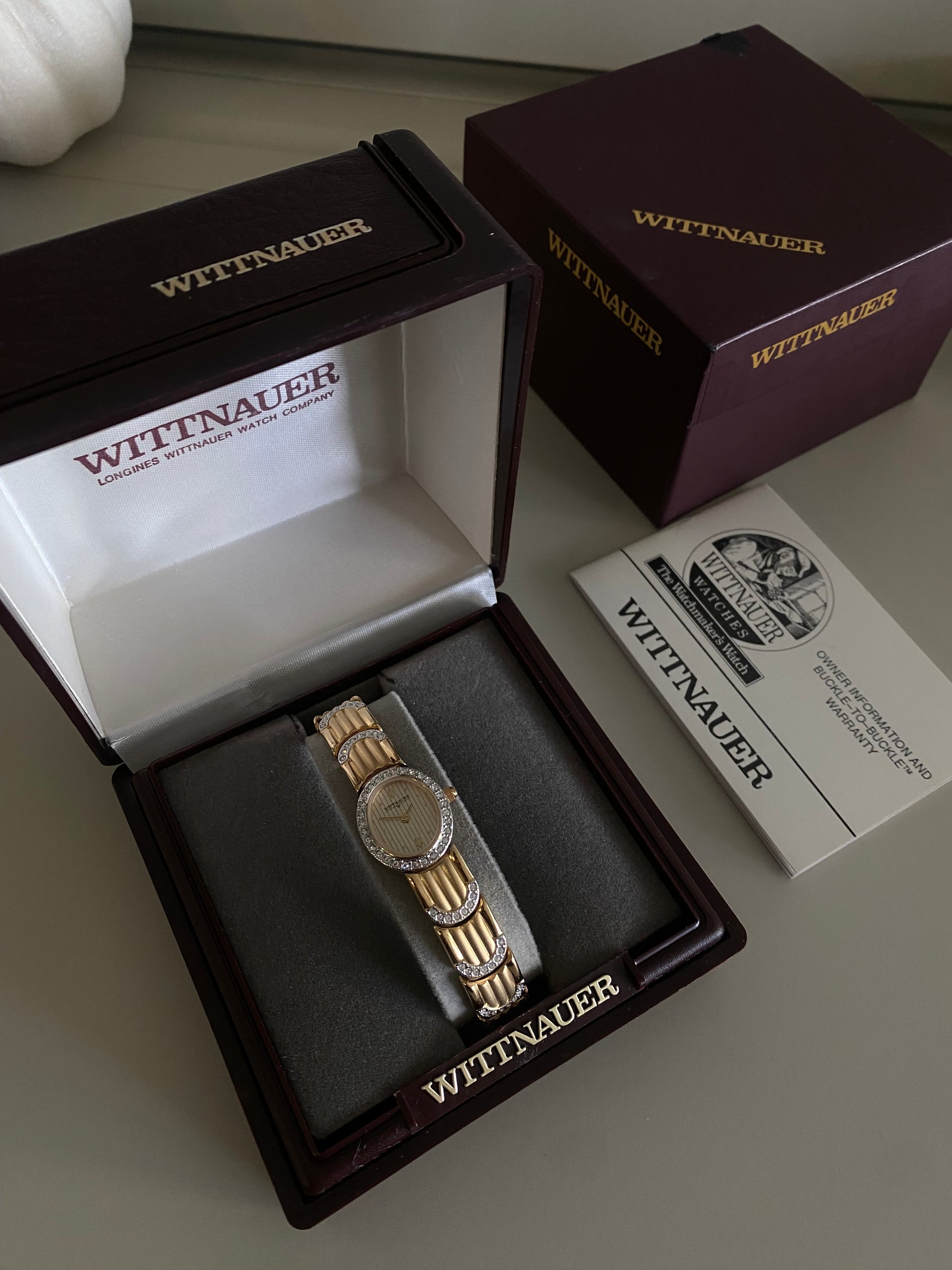 Vintage 1980s Gold tone Diamond Accent Wittnauer By Longines Dainty Ladies Watch