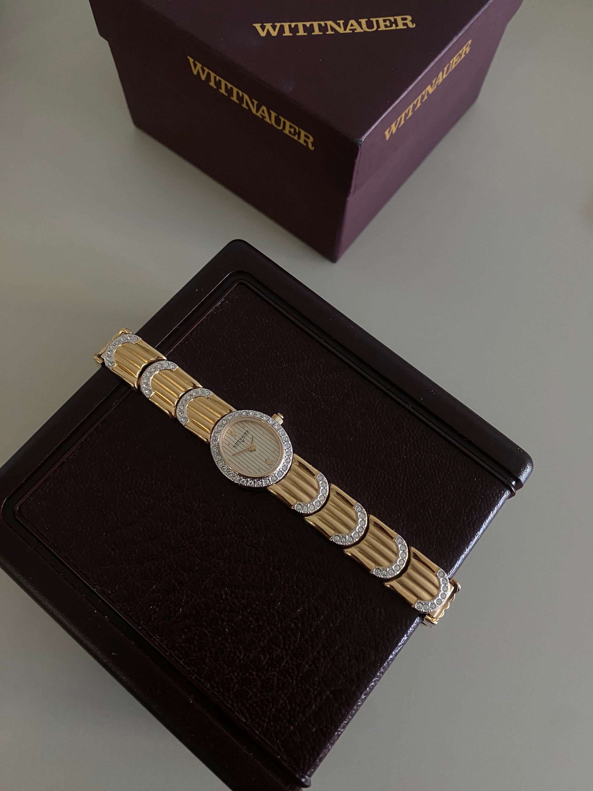 Vintage 1980s Gold tone Diamond Accent Wittnauer By Longines Dainty Ladies Watch