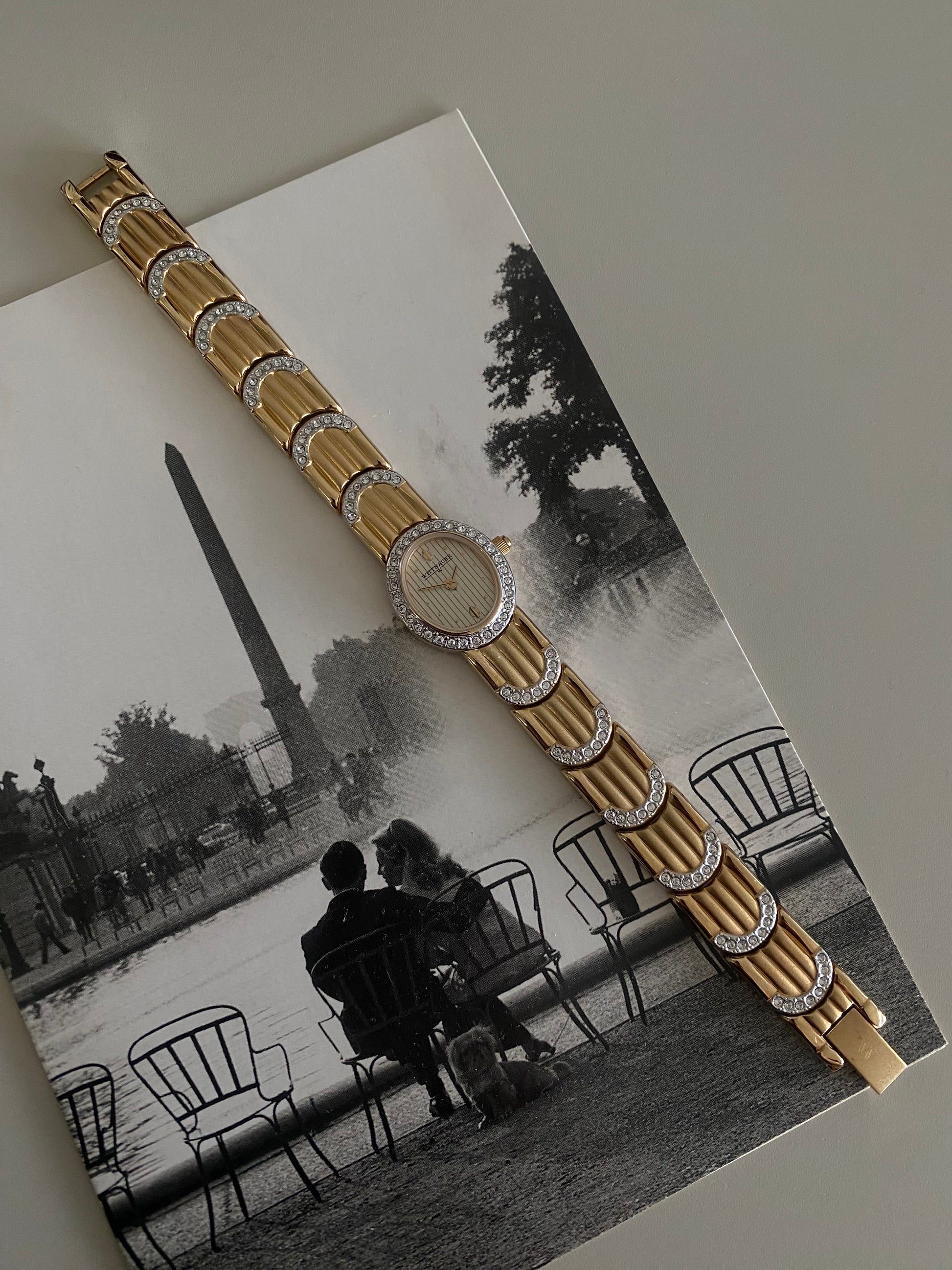 Vintage 1980s Gold tone Diamond Accent Wittnauer By Longines Dainty Ladies Watch