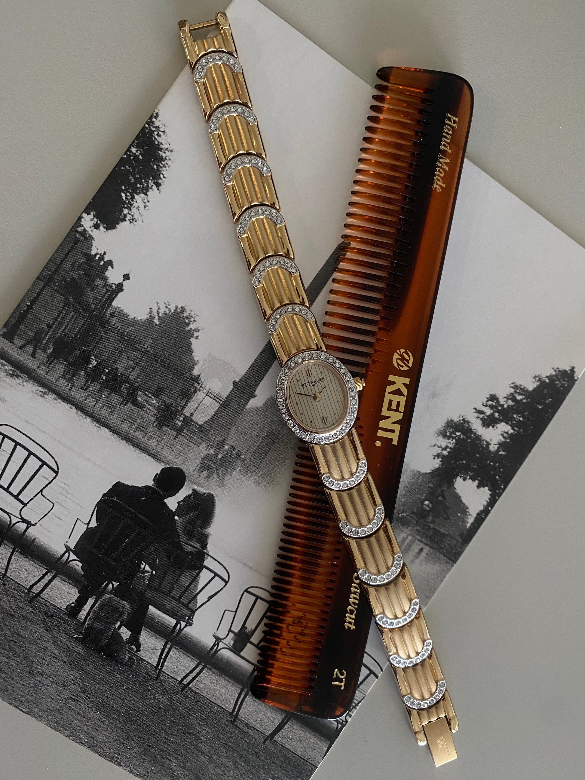 Vintage 1980s Gold tone Diamond Accent Wittnauer By Longines Dainty Ladies Watch