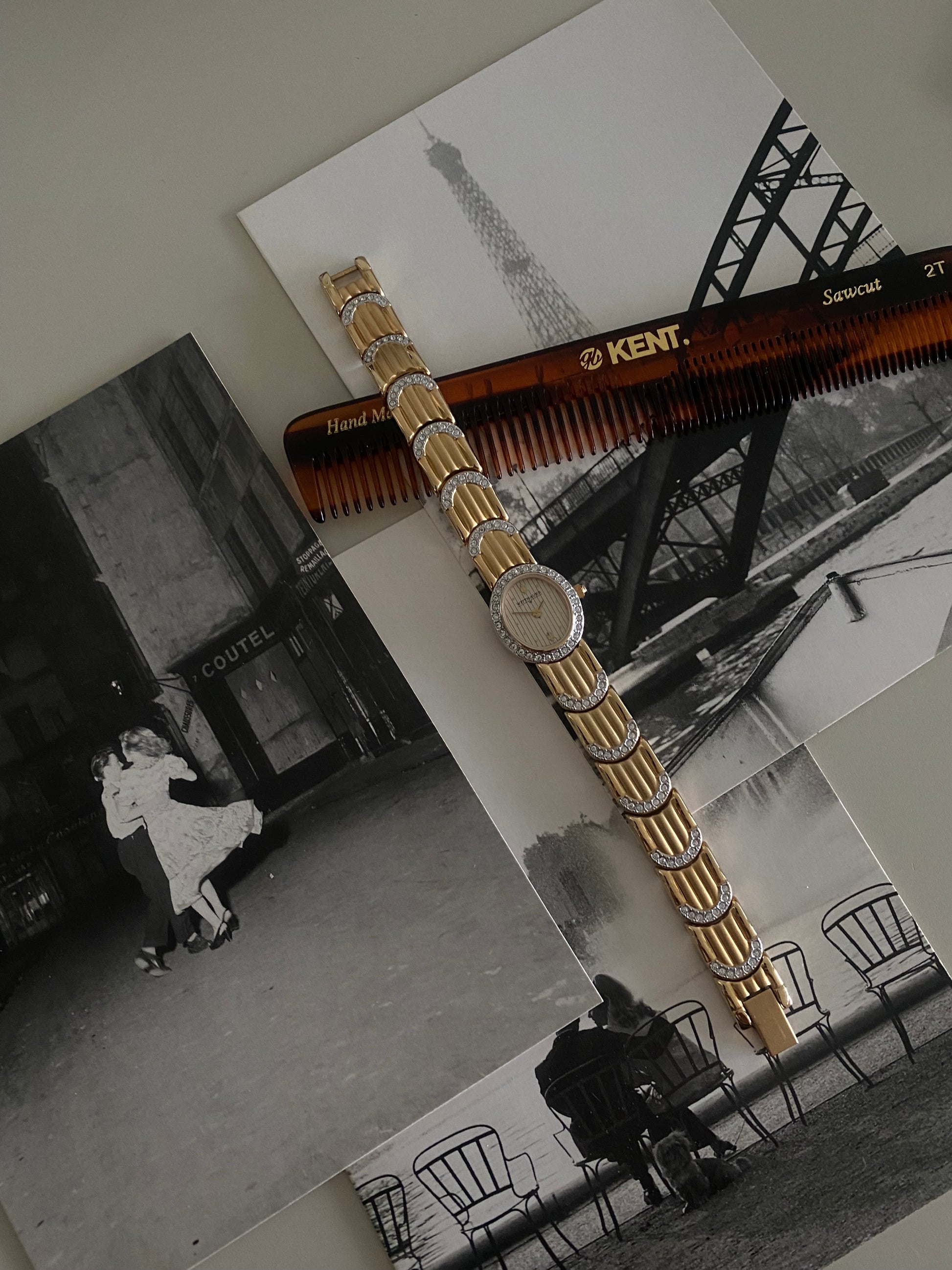 Vintage 1980s Gold tone Diamond Accent Wittnauer By Longines Dainty Ladies Watch